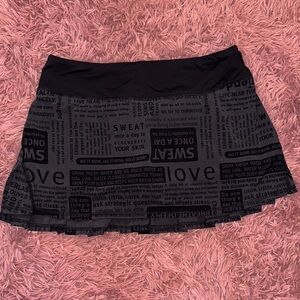 lululemon athletica Black Text Print Mini Skirt